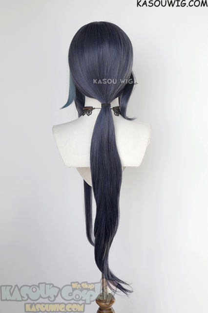 Genshin Impact Clorinde 100cm long deep blue ponytail straigh wig