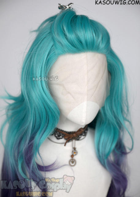 Lace Front>> League of Legends LOL Seraphine blue purple ombre wavy wig. 98cm long