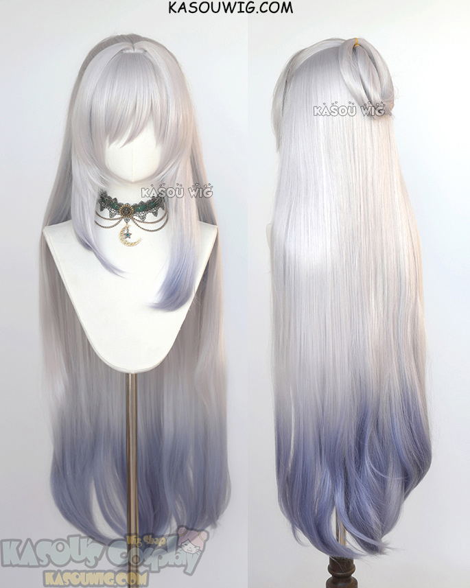 Honkai: Star Rail Jingliu 110cm long straight silver blue ombre wig