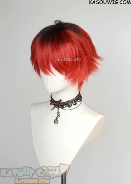 Sousou no Frieren Stark short layered red wig with black roots