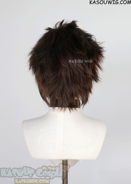 S-5 KA028 31cm/12.2" short bistre brown spiky layered cosplay wig