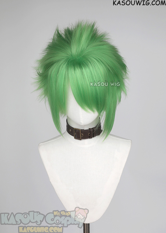 S 5 KA060 31cm 12.2 short light green spiky layered cosplay wig