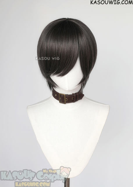 S-2 / SP09  dark gray short bob smooth cosplay wig with long bangs