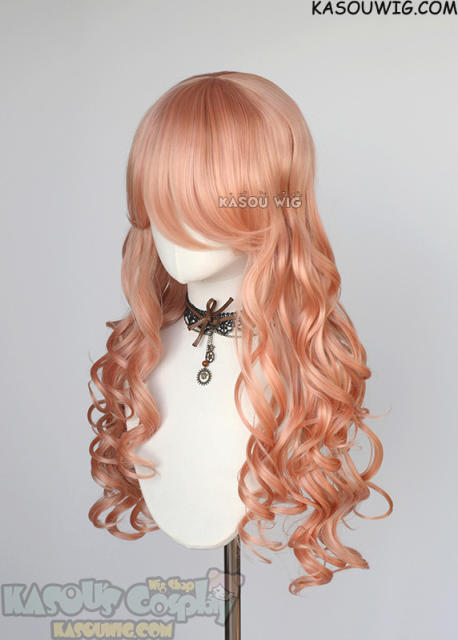 L-1 / SP22 coral pink 75cm long curly wig