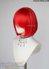 S-6 KA039 Bright Red short bob wig with long bangs