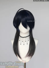 Twisted Wonderland Malleus Draconia 62cm long black blue ombre wig