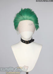 Lace Front>> One Piece Roronoa Zoro swept-back green short wig
