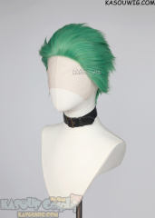 Lace Front>> One Piece Roronoa Zoro swept-back green short wig