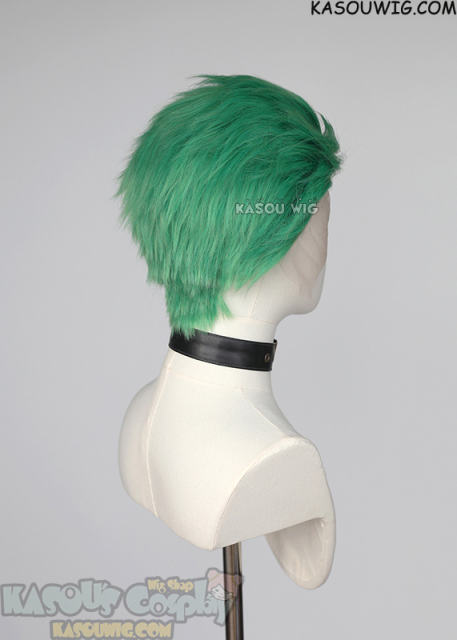 Lace Front>> One Piece Roronoa Zoro swept-back green short wig