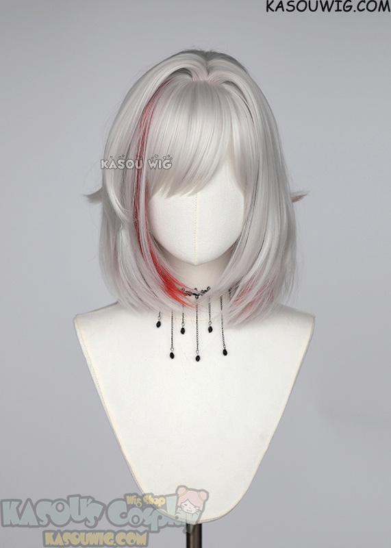 Honkai: Star Rail Topaz silver and red bob cosplay wig
