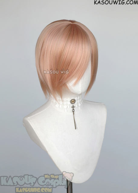 S-2 / SP20 peach pink short bob smooth cosplay wig with long bangs