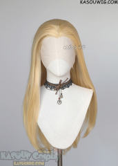 Lace Front>> yellow blonde 76cm long slicked-back straight synthetic cosplay wig LFL-2/KA008