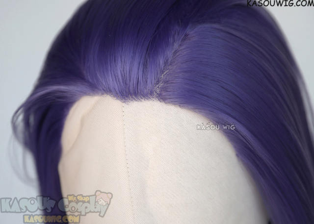 Lace Front>> cool purple 76cm long slicked-back straight synthetic cosplay wig LFL-2/KA057
