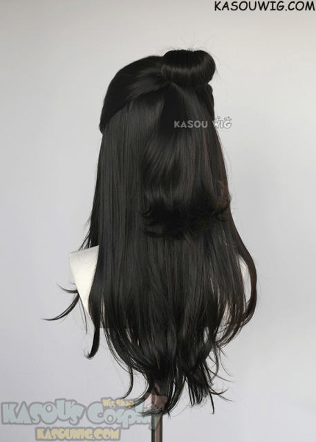 Lace Front>> JJK Jujutsu Kaisen Suguru Geto long layered black cosplay wig with bun