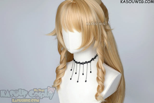 Genshin Impact Navia 100cm long blonde curly wig