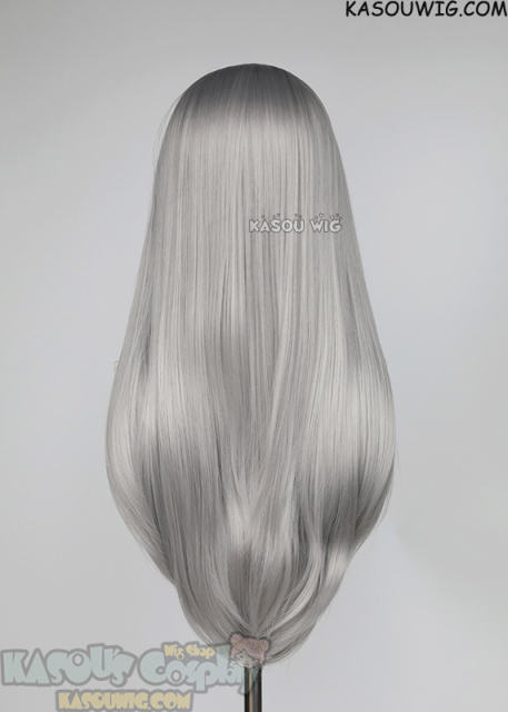 Lace Front>> light gray 76cm long slicked-back straight synthetic cosplay wig LFL-2/KA003