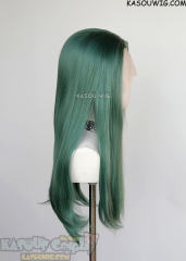 Lace Front>> dark olive green 76cm long slicked-back straight synthetic cosplay wig LFL-2/KA065