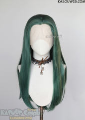 Lace Front>> dark olive green 76cm long slicked-back straight synthetic cosplay wig LFL-2/KA065