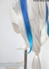 Genshin Impact Neuvilette 110cm long silver white wig with blue gradual streaks