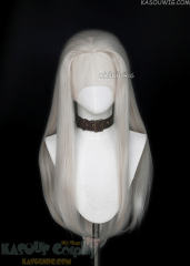 Lace Front>>pearl white 76cm long slicked-back straight synthetic cosplay wig LFL-2/SP05