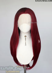 Lace Front>> carmine red 76cm long slicked-back straight synthetic cosplay wig LFL-2/KA043