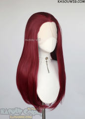 Lace Front>> carmine red 76cm long slicked-back straight synthetic cosplay wig LFL-2/KA043