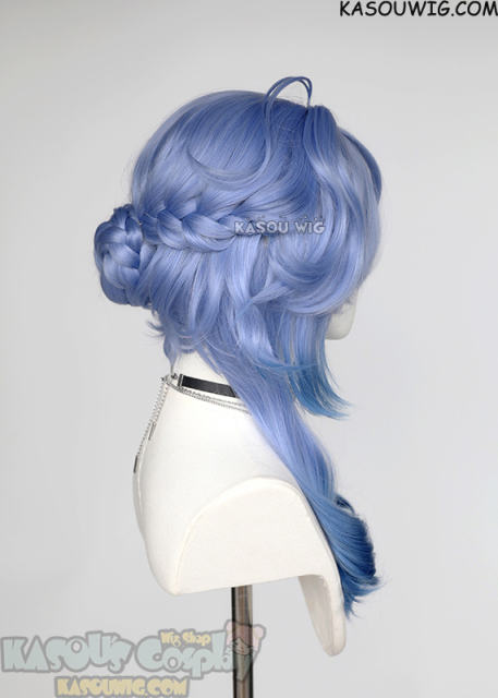 Genshin Impact Twilight Blossom Ganyu braided bun wig dyed blue ombre color