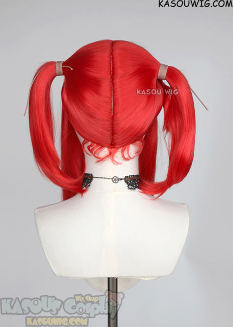 M-2/ KA039┇50CM / 19.7" bright red pigtail base wig with long bangs