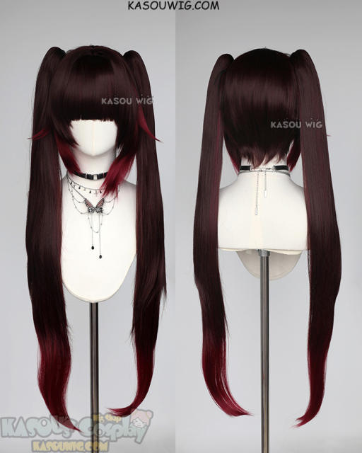 Honkai: Star Rail Sparkle 100cm long clip-on ponytails wig reddish brown to red ombre