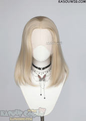 Lace Front>> light blonde middle part medium length wig LFM-1/KA006