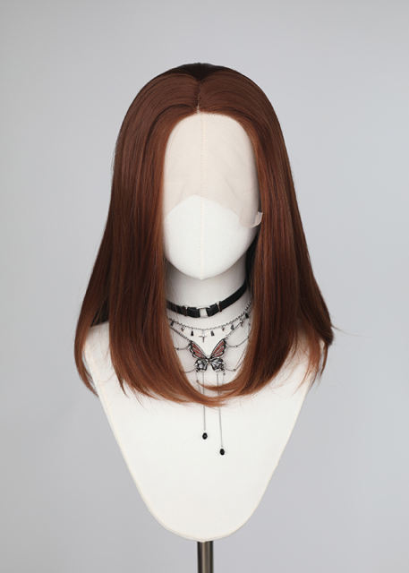 Lace Front>> Walnut Brown middle part medium length wig LFM-1/KA026