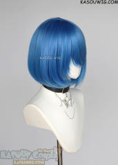S-6 KA048 dodger blue short bob wig with long bangs