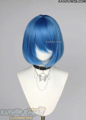 S-6 KA048 dodger blue short bob wig with long bangs