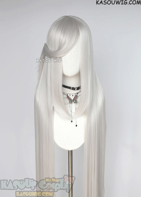 150cm / 59" long straight versatile silver white wig KA002