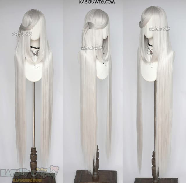 150cm / 59" long straight versatile silver white wig KA002