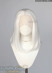 Lace Front>> snow white middle part medium length wig LFM-1/KA001