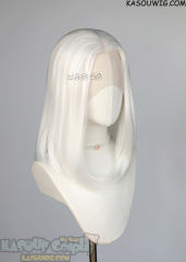 Lace Front>> snow white middle part medium length wig LFM-1/KA001