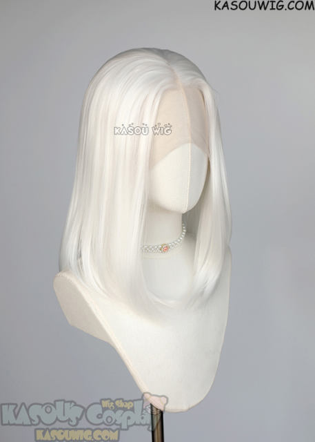 Lace Front>> snow white middle part medium length wig LFM-1/KA001