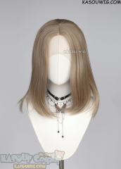 Lace Front>> ash blonde middle part medium length wig LFM-1/KA015