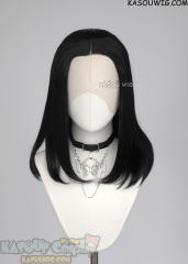 Lace Front>> jet black middle part medium length wig LFM-1/KA032