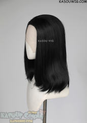 Lace Front>> jet black middle part medium length wig LFM-1/KA032