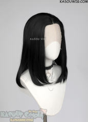 Lace Front>> jet black middle part medium length wig LFM-1/KA032