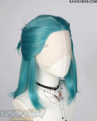 Lace Front>> teal blue green middle part medium length wig LFM-1/KA059