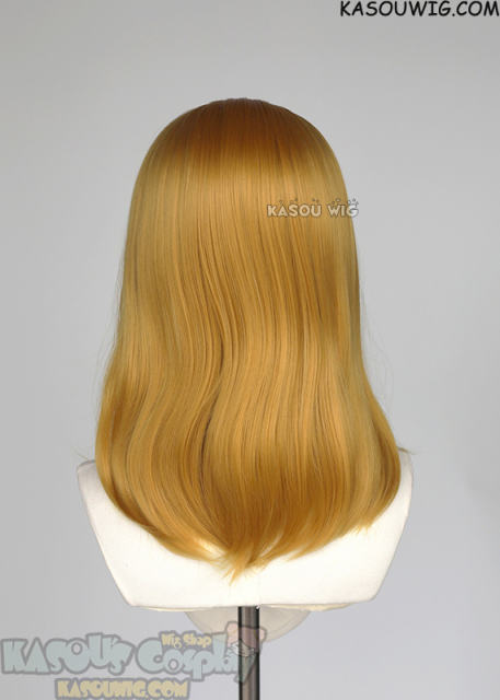 Lace Front>> light golden middle part medium length wig LFM-1/KA013