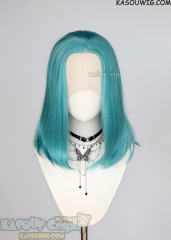 Lace Front>> teal blue green middle part medium length wig LFM-1/KA059