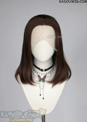Lace Front>> bistre brown middle part medium length wig LFM-1/KA028