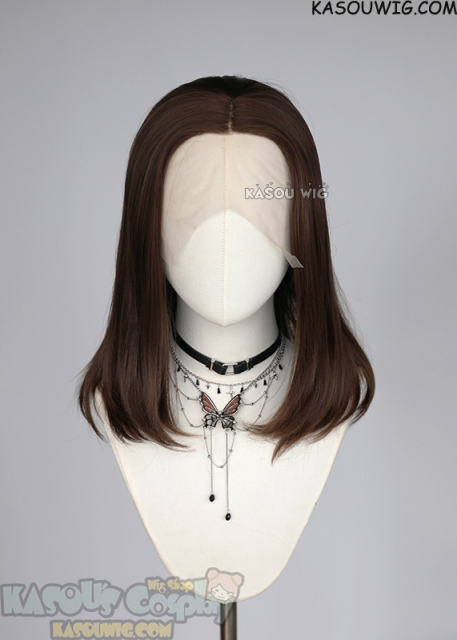 Lace Front>> bistre brown middle part medium length wig LFM-1/KA028