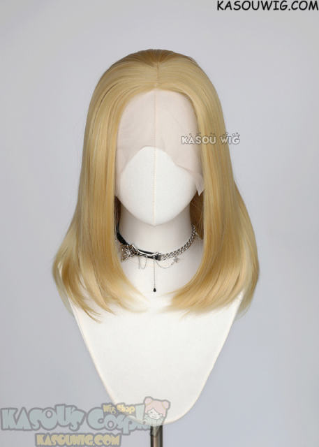 Lace Front>> honey butter blonde middle part medium length wig LFM-1/KA011