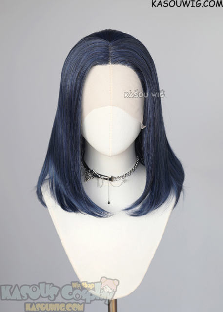 Lace Front>> navy blue middle part medium length wig LFM-1/KA051