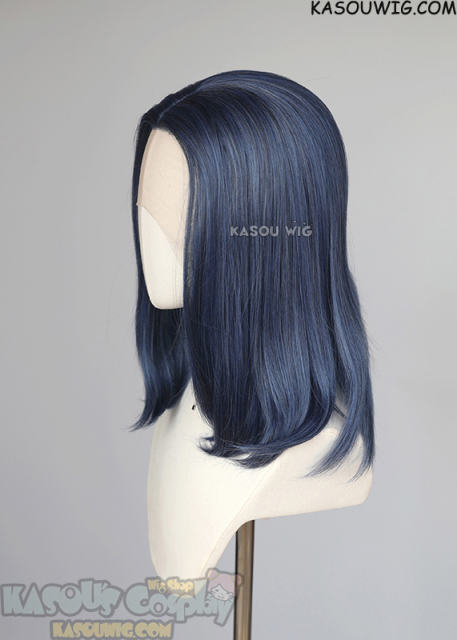 Lace Front>> navy blue middle part medium length wig LFM-1/KA051